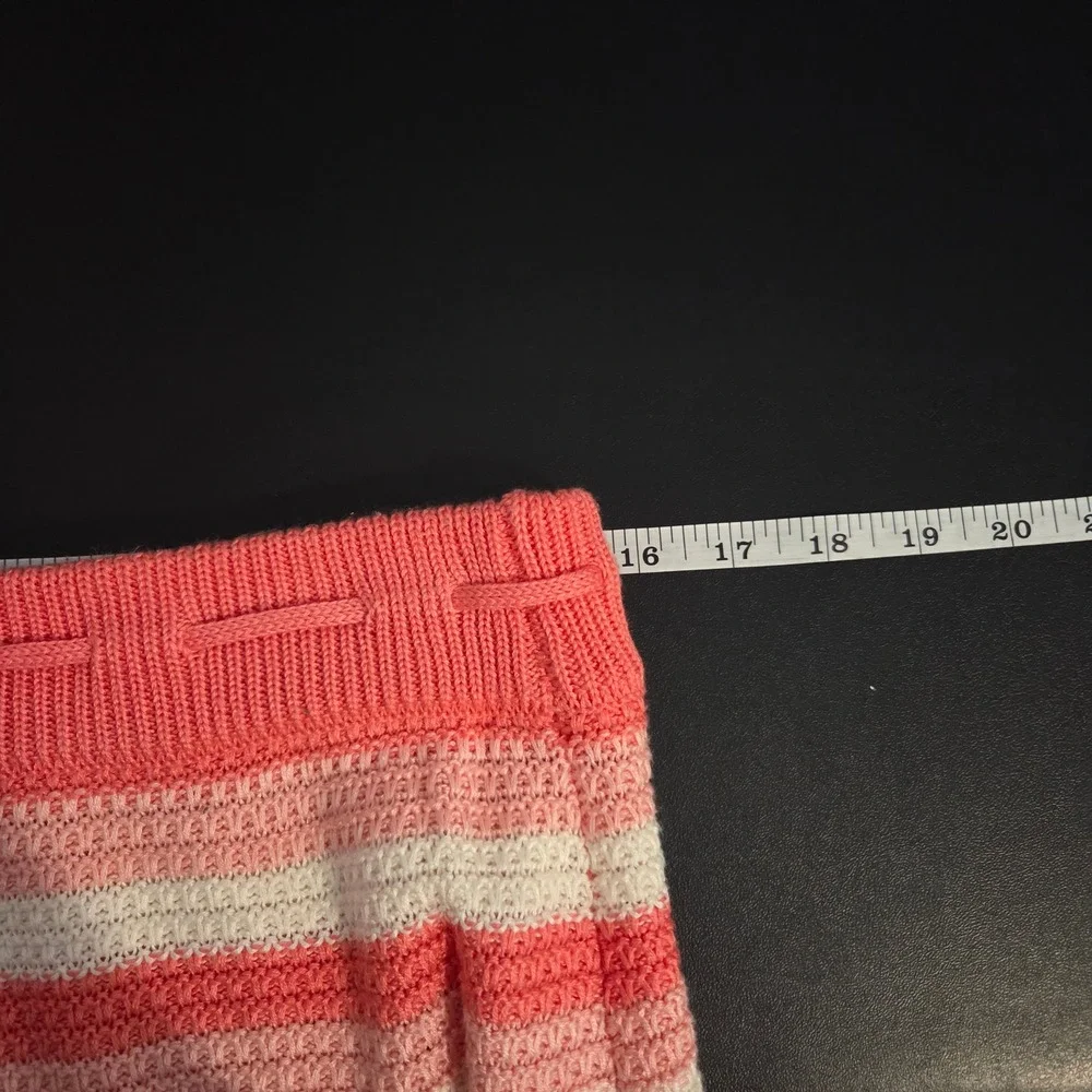Madden NYC Pink Coral Striped Crochet Knit Mini Skirt XL Boho Y2K Festival Beach